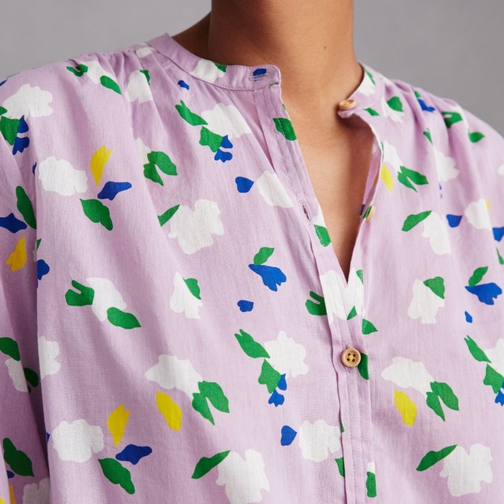 Anthropologie Clare V St. Martin floral blouse popover EUC